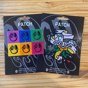 Two Patches - Pop Art Headphones and Good Luck Tattoo Flash Designs